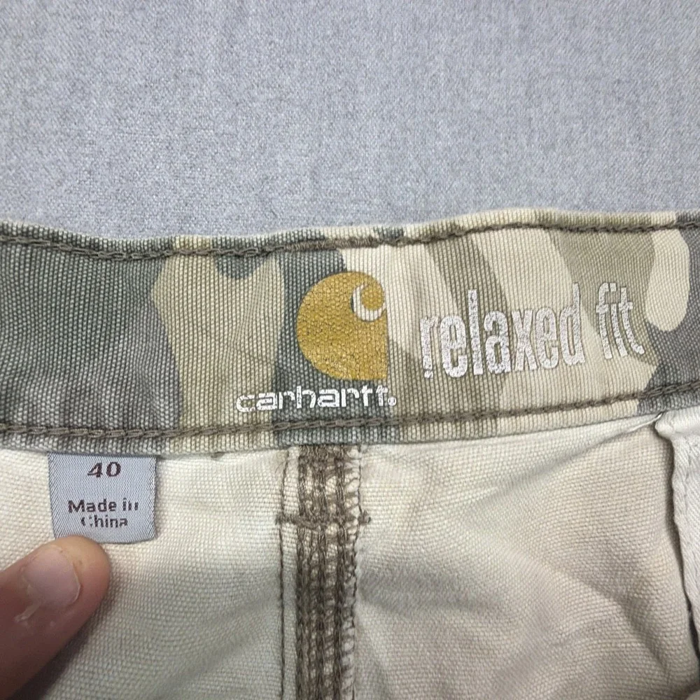 Carhartt Cargo Shorts Mens 40 Camo Grey White Relaxed Fit Cotton 100279